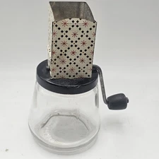 ANDROCK NUT CHOPPER GRINDER Red Starburst Metal Grinder Glass Jar Nuts Spices