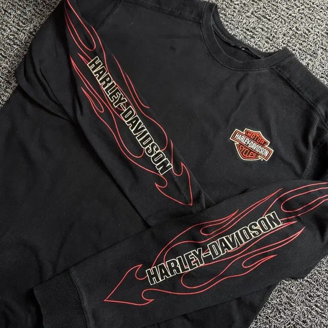 Harley-Davidson Archive Flame Embroidered Long Sleeve T-Shirt
