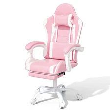 Pink Ergonomic Gaming Chair Coumputer Office Swivel Recliner Seat w/ Footrest