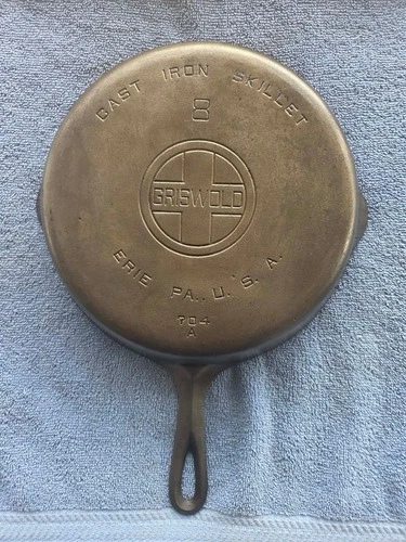 #8 GRISWOLD,cast iron skillet,BBL/EPU, pn 704 A, EX, Cond.,NR!