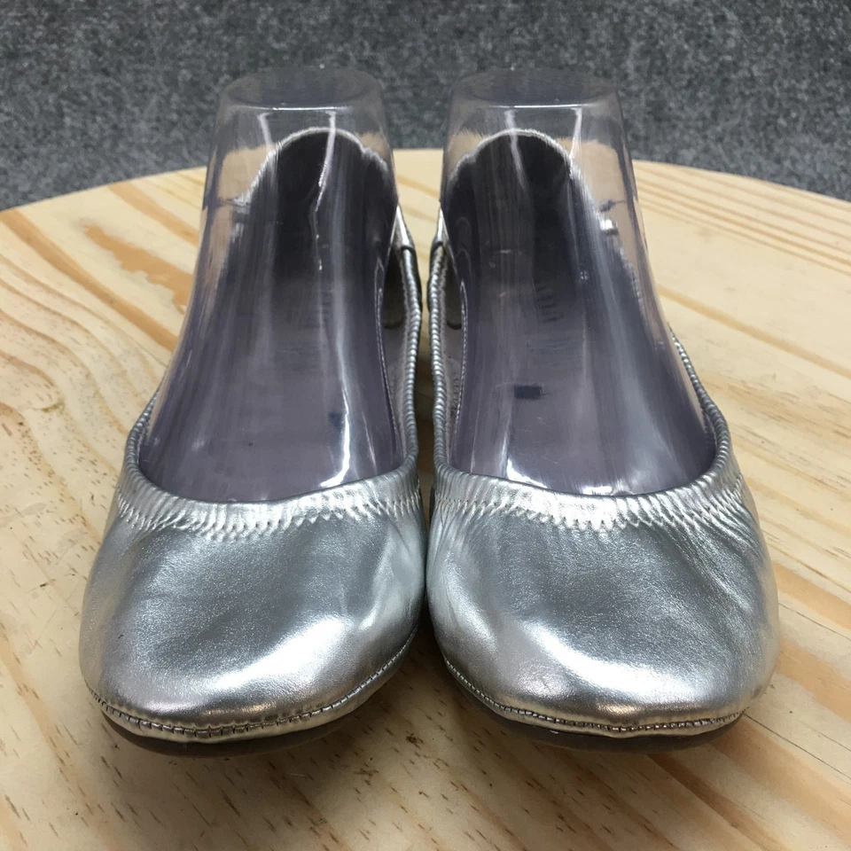 Ana Shoes Womens 8 Wide Joy Ballet Flats Silver Casual Low Top Comfort Slip On - Image 4 of 4