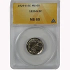 1929 S Indian Head Buffalo Nickel MS 65 ANACS Uncirculated 5c Coin