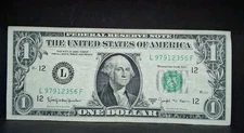 1963 B $1 Joseph Barr One Dollar Bill Federal Reserve Note New York 
