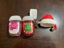 Bath & Body Works Pocketbac Holder Red Santa Hat w / 2 Hand Gel Candy Apple & Pe
