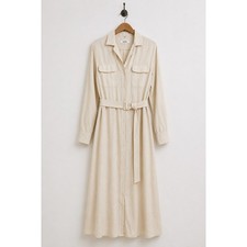 Buck Mason Silken Twill Studio Shirtdress Belted Midi Dress Size XS