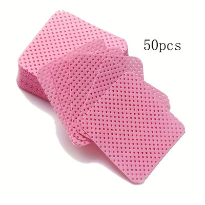 50 Stück Fusselfreie Nageltücher Gel Lackentferner Wimpernverlängerung Pads Rosa