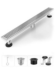 Shower Drain, Linear Shower Drain 24 Inch Brushed Nickel ,Modern 304 Stainles...