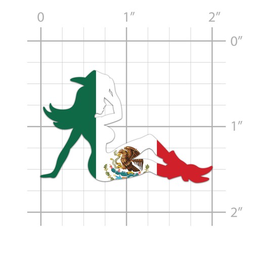 Right Facing Mudflap Cowgirl Mexico Flag Shaped Sticker for water bottle phonE - Picture 1 of 4