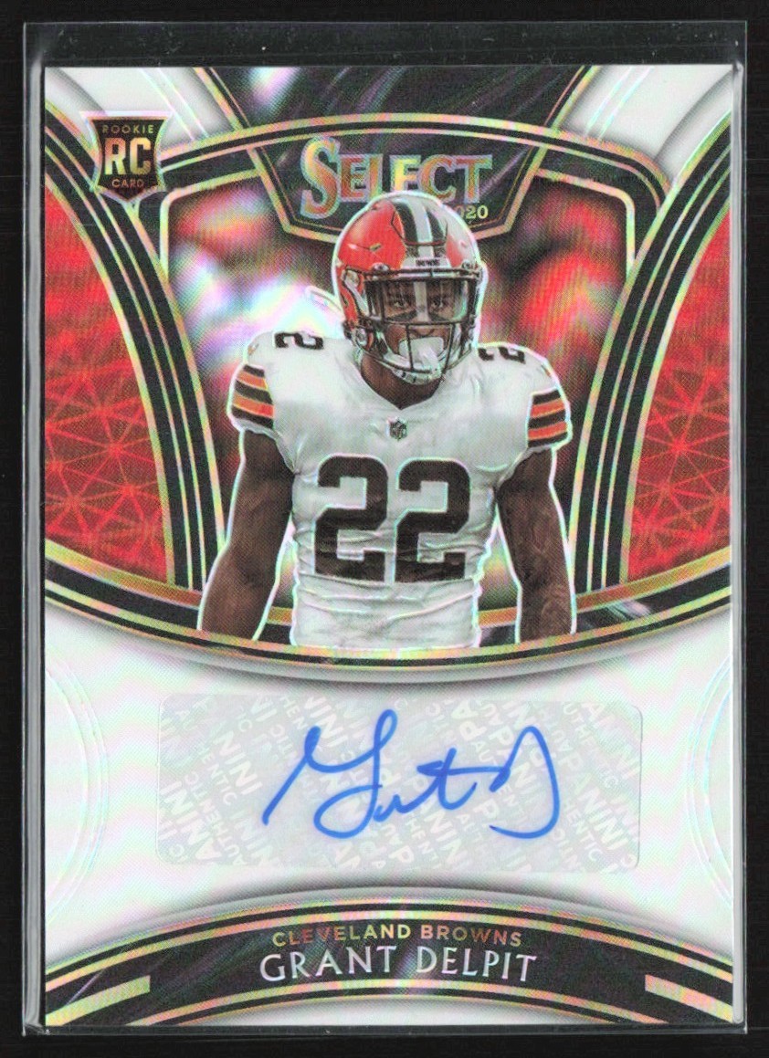 Grant Delpit 2020 Panini Select White RC Auto /35 #SS-GDE Cleveland Browns