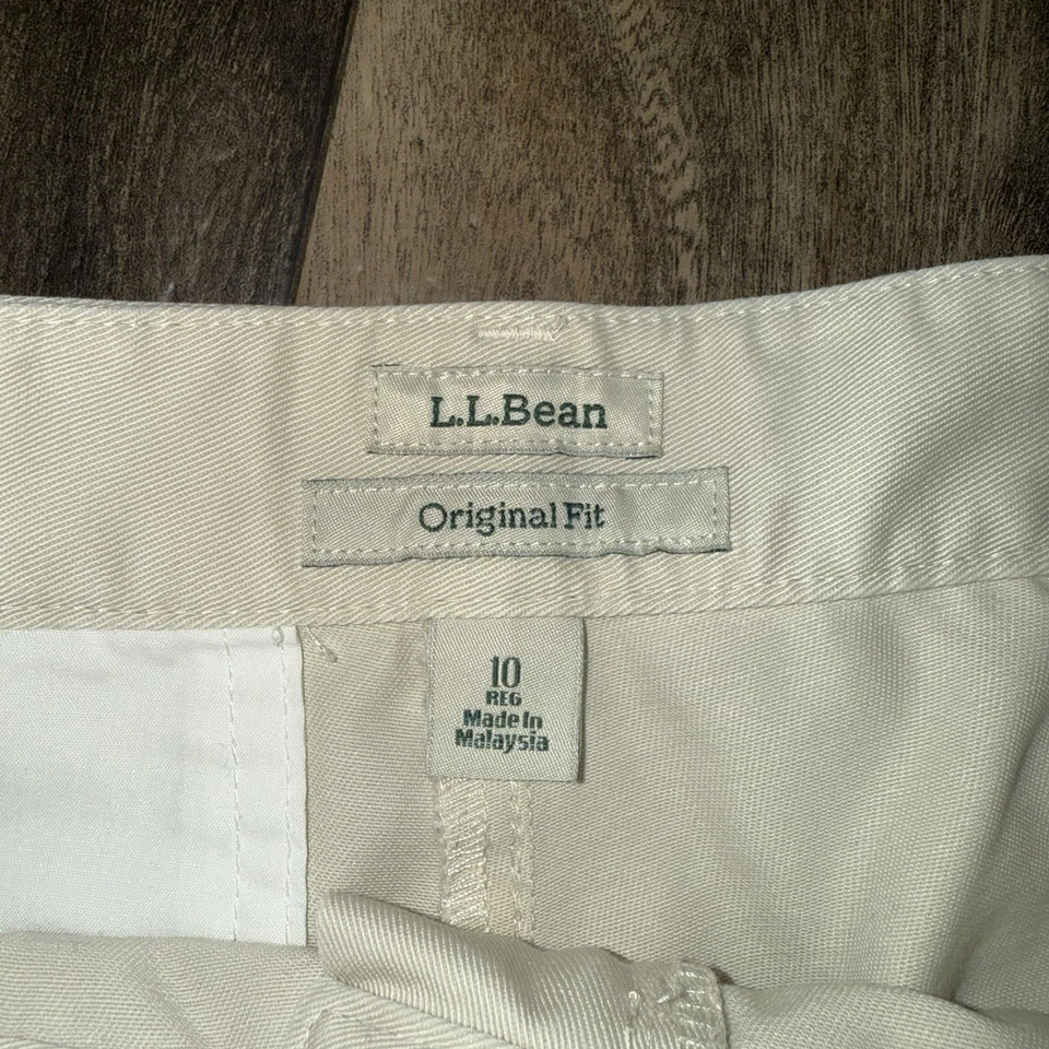 L.L. Шорты для гольфа женские Bean Chino 30x9 дюймов размер 10 желтовато-коричневые/кремовые плиссированные оригинальный крой - Изображение 3 из 4