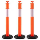 3 Pack Traffic Delineator Posts with Fillable Base,45 Inch Delineator Post Cones