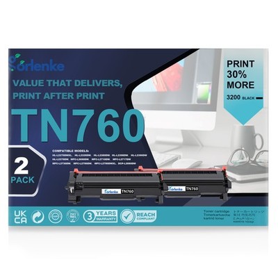 2PK TN-760 TN760 For Brother Toner Cartridge MFC-L2717DW DCP-L2550DW HL-L2350DW