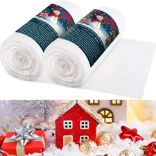2 Roll Christmas Fake Snow Blanket 2.79x7.9FT Fluffy Tree Base Winter Wonderland