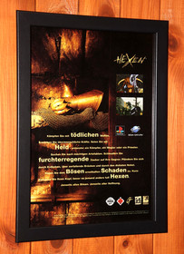 1996 Hexen Beyond Heretic PS1 Sega Saturn N64 Promo Rare Small Poster Ad Framed