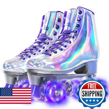 JajaHoho Roller Skates Women Holographic High Top Classic Quad Skates Glitter