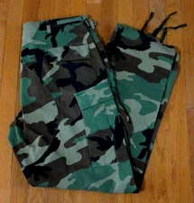 USGI Military Woodland Camo BDU Ripstop Combat Cargo Pants Size Large Long
