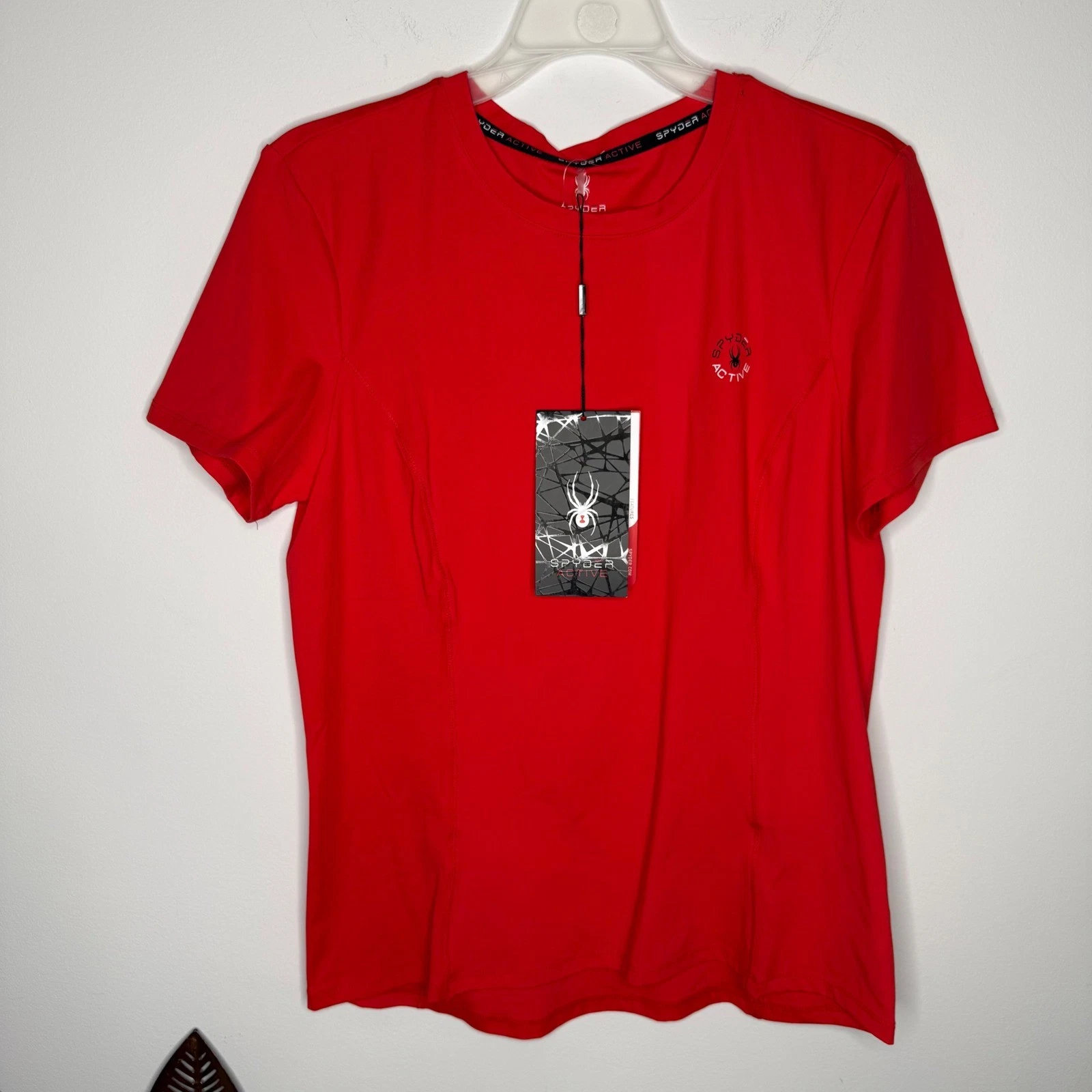 J21 Spyder Active Womens Red Short Sleeve Athletic T-Shirt SP290 Medium NWT