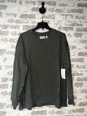 New! LOGO by Lori Goldstein Reverse Blocked Split Hem Sweatshirt Green - L  $80