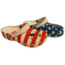 Crocs Classic Clogs American Flag Stars Stripes Red White Blue Mens 6 Womens 8