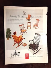1959 TELL CITY ROCKER Magazine AD~Rocking Chair~ROYAL WORCESTER CHINA~Chantilly