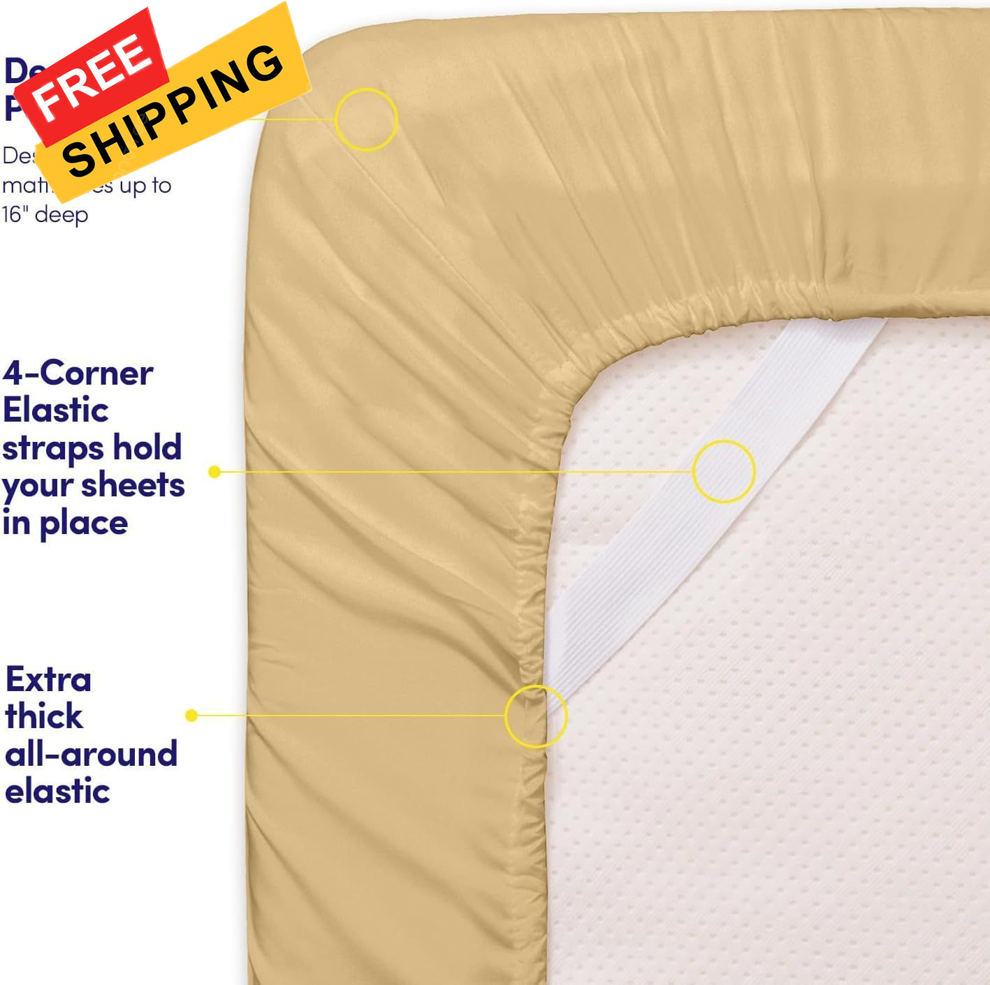 Sweet Home Collection Bed Linen Set - 3Pc Camel Microfiber Twin XL, 