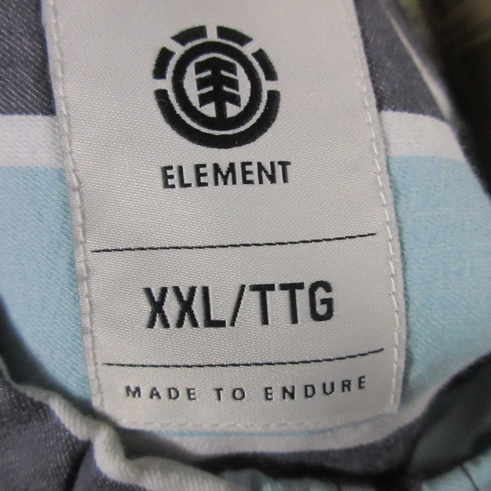 Mens XXL Short Sleeve Button Shirt Blue Striped Cotton Casual Element NEW $50 - Image 3 of 4