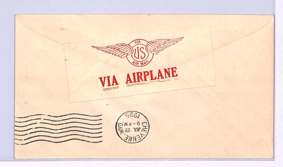 USA Air Mail 8c PROPELLER (#C4) Cover 1925 Los Angeles Cheyenne Wyoming XA26 - Image 3 of 4