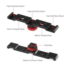 Aluminum Triple Cold Shoe Mount Plate Bracket For Camera Microphone LED Light