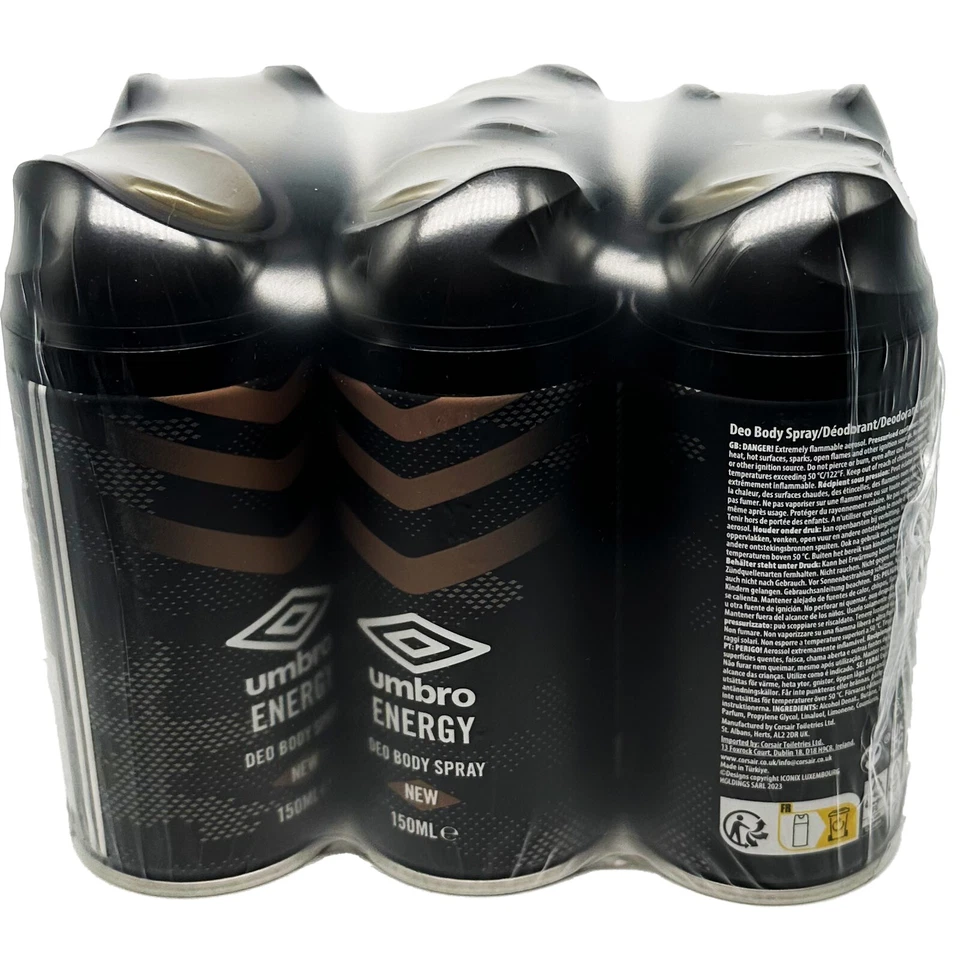 UMBRO ENERGY DEO BODY SPRAY 6 X 150ML
