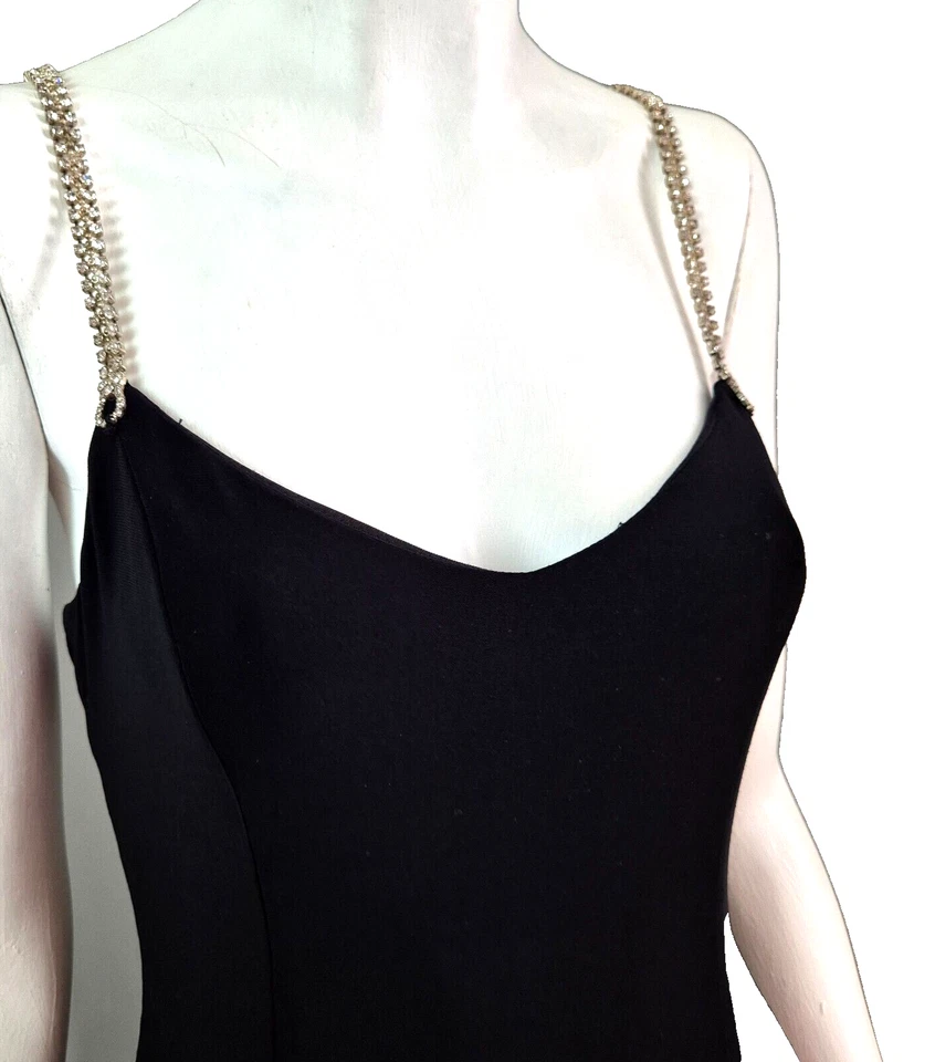 Vestido de noche vintage Y2K adornado con estrás sin espalda elástico talla 10 Foto 3 de 4