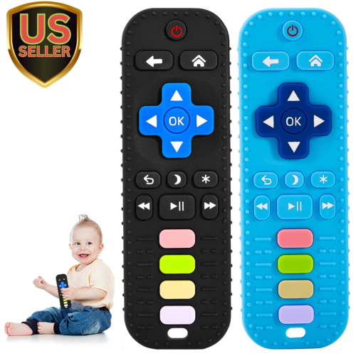 2PCS Teething Toys for Baby 3 6 12 18 Months, TV Remote Control Shaped Baby T...