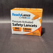 Pressure Activated Safety Lancets, 100 Lancets, Orange, 28G x 1.8mm