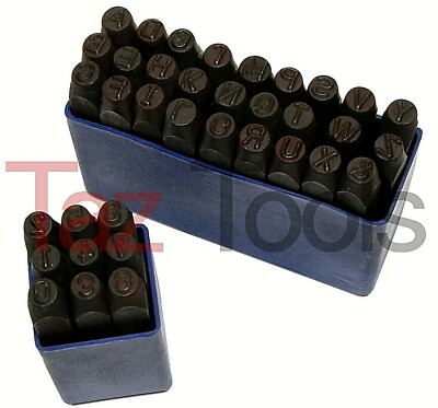 37pc 1/4'' Steel Metal Punch Letter & Number Stamp Stamping Kit Set Plastic Case