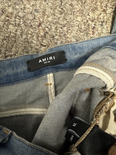 AUTHENTIC ($1,090) Amiri Men's MX1 White Suede Patch Skinny Jeans Sz 29 - Picture 5 of 5