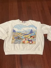 Vtg Rare Mickey Minnie Scooter Raised Sweatshirt Disney by Pilgrim In USA Size S