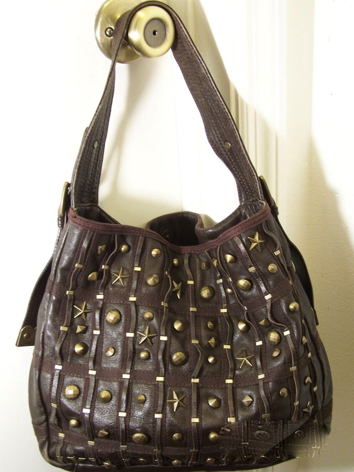 Betsey Johnson Brown Leather Shoulder Bag/Purse w/Bro… Gem