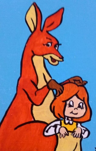 ACEO ORIGINAL ATC Dot & The Kangaroo HAND PAINTED ACRYLIC SIGNED