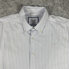 Charles Tyrwhitt Dress Shirt Mens 17 35 Classic Fit Non Iron Pin Stripes