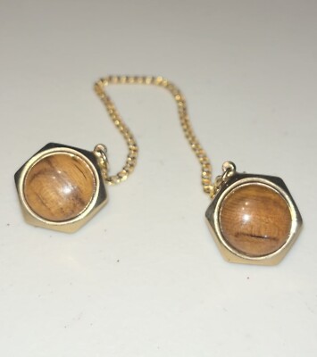 Jewish Tallit Clips For Prayer Shawl Tiger Eye Gold Colored Chain EUC 7.5 