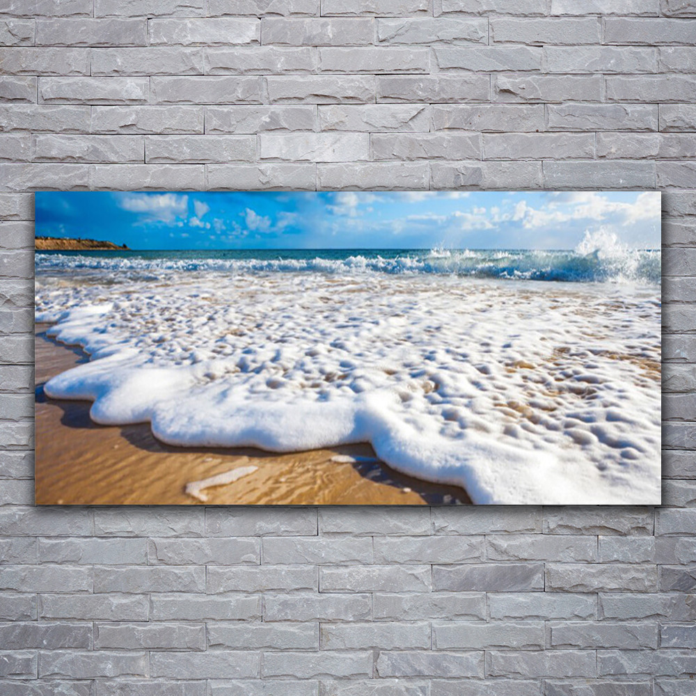 Tableau mer et plage 120x60 en verre acrylique pour salon lumineux