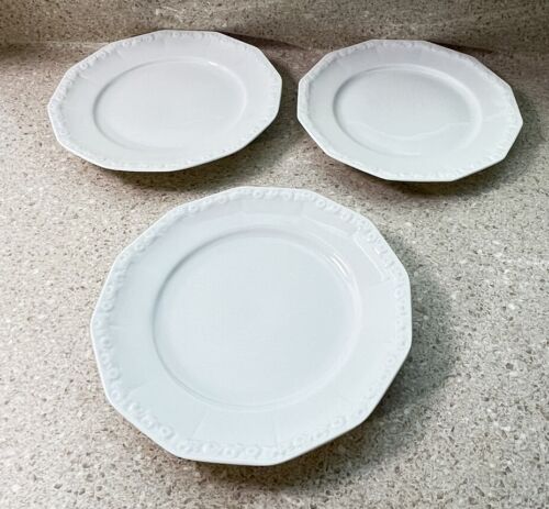 G52B~ Set of 3 Rosenthal All White Classic Rose Collection Dessert Plates 6 3/4" - Picture 1 of 4