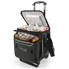 Titan by Arctic Zone 60 Can Collapsible Zippered Wheeled Soft Cooler,Black/Gray