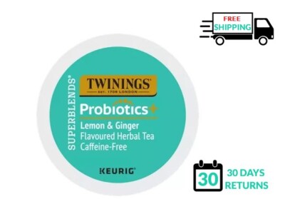    Twinings Probiotics Lemon ginger Herbal Caffeine free Tea Keurig K-cups 