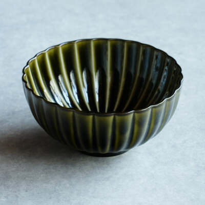 KANEKO KOHYO GIYAMAN Bowl Large Green Mino Yaki Japan