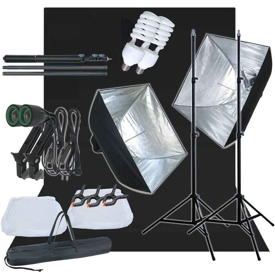 Linco Studio Lighting Light Video Photo Softbox Photography Kit Backdrop Muslin - Image 3 of 4
