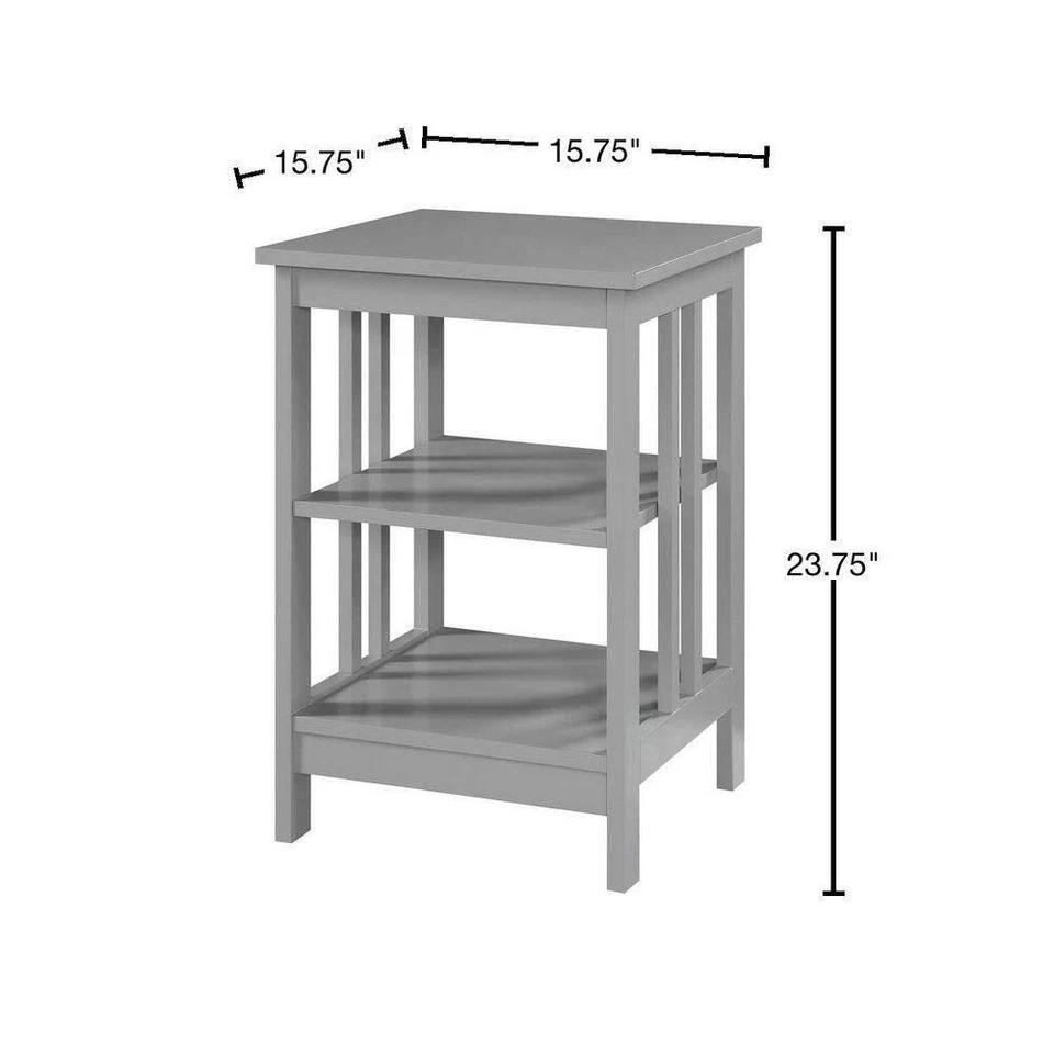 End Table Shelves 15.75 in. Gray Standard Height Square Top Wood Particleboard - Image 3 of 4
