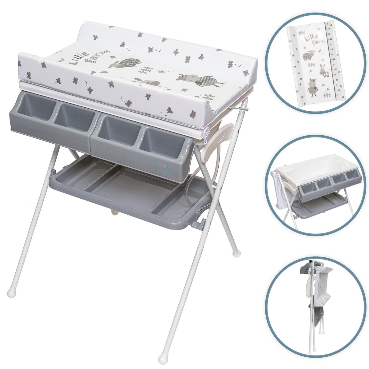 Fasciatoio In Legno Laminato Bianco - Con 4 Cassetti E Piano Pieghevole | 80.4x91.7x48cm - Foto 7