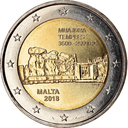 [#768017] Malta, 2 Euro, Temples, 2018, UNZ, Bi-Metallic - Bild 1 von 2