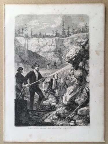 Mining in California, 1860's article and engravings. Prospecting, gold, - Picture 4 of 13
