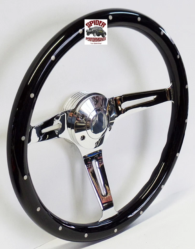 1970-1987 Dodge wood steering wheel 14" BLACK WIDOW - Image 2 of 4